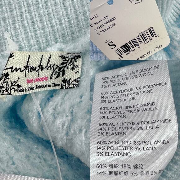 Free People COZY thermal jogger in neon sky-blue Size small new with tags - Picture 4 of 13